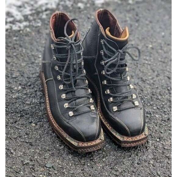 Vintage Swiss Size 9.5 RAICHLE Black Leather Telemark Ski Boots Gorpcore main image 13